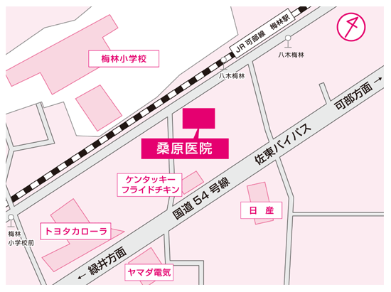 桑原医院までの地図